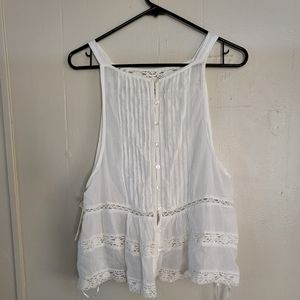 NWT Free people cream/white sheer tank